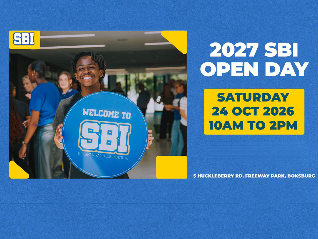 SBI Open Day — Saturday 24 October 2026 from 10:00 AM to 2:00 PM at NBCFC. Come explore the Supernatural Bible Institute and discover
